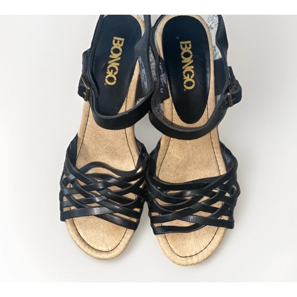 Bongo Hailey  Block Heel Sandals Size 8.5 Black - Picture 1 of 14